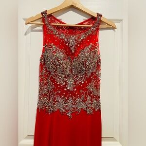 Mori Lee Red Beaded Prom Dress